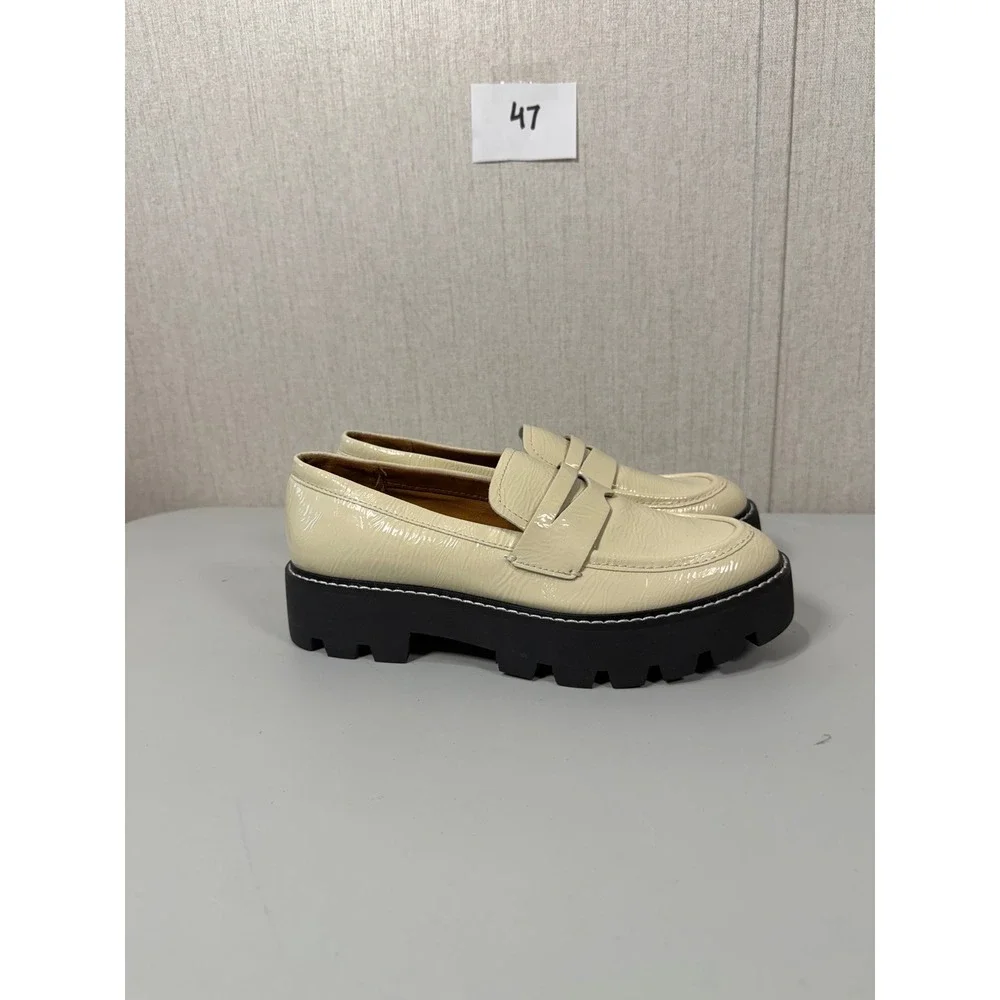 Franco Sarto Balin Chunky Lug Sole Loafers‎ Putty Platform Penny Shoes 6.5M